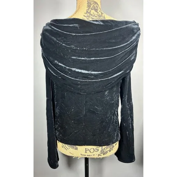 Xscape By Joanna Chen Black Velvet Off-Shoulder Top Lg Elegant Cocktail Party - Picture 2 of 9